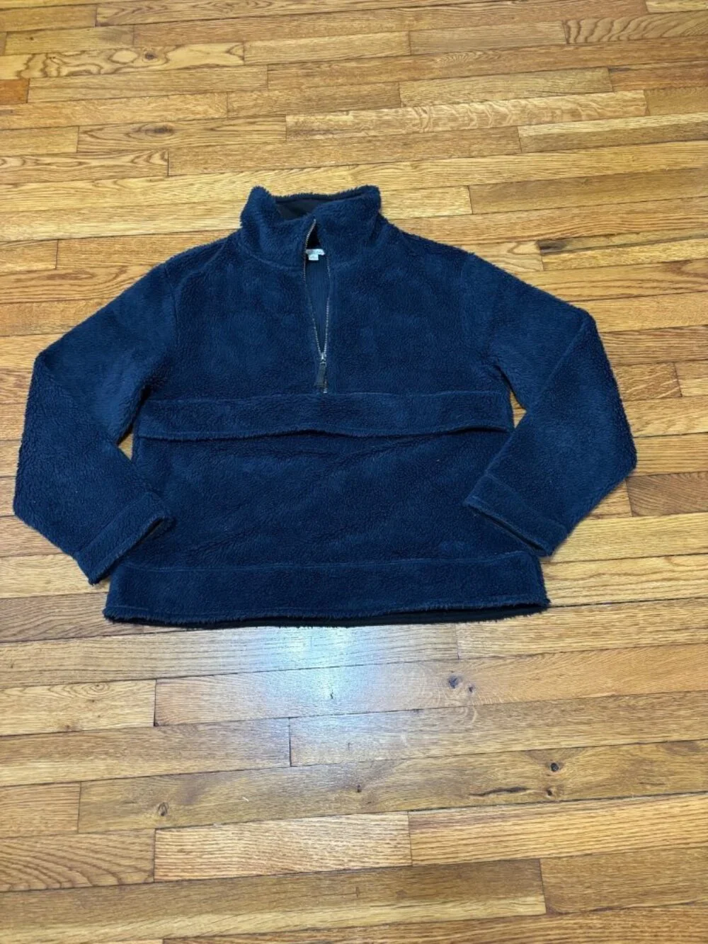 LL Bean Signature Sherpa Fleece Pullover Mock Neck Women's Size Medium Blue